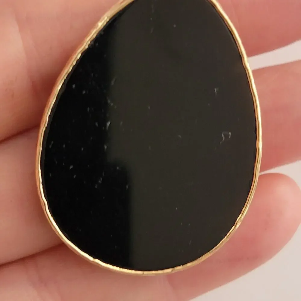 Womens Watch Faceted Black Dial Gold Case Oval Cobalt Alloy Dress/Formal